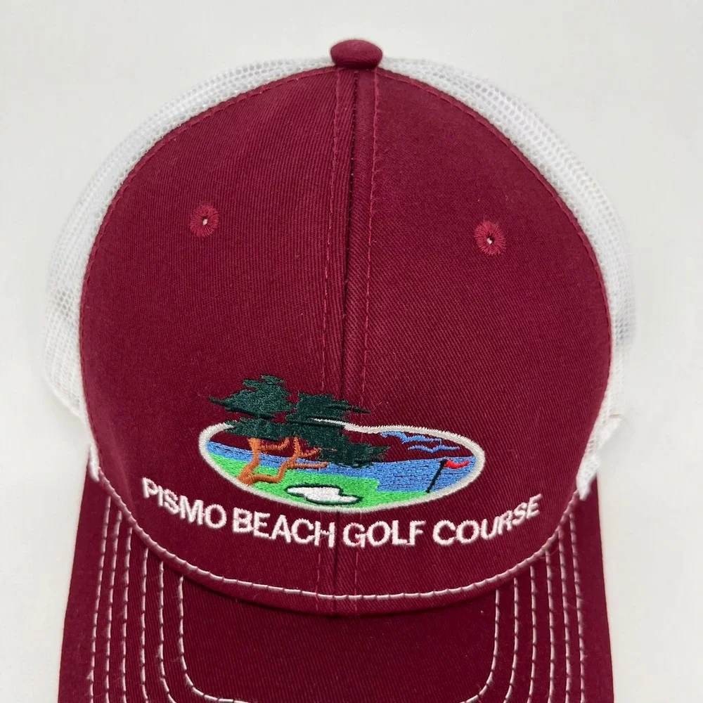 Triangle Sport Pismo Beach Golf Course Trucker Hat Maroon White Snapback